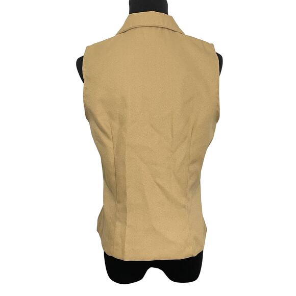 Vintage 90s Waist Coat Vest Camel Sleeveless Top Button Up Notch Collar Minimal - Picture 4 of 9